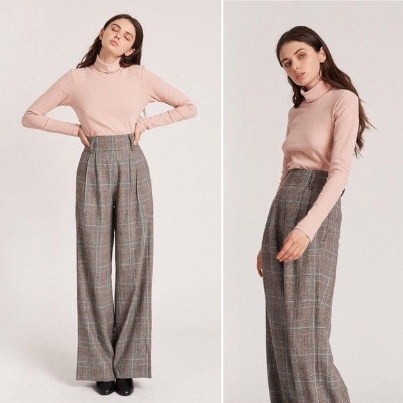 Capulet Pants - Capulet Lavande High Waisted Trouser Pants in Glen Plaid Dark Academia Style